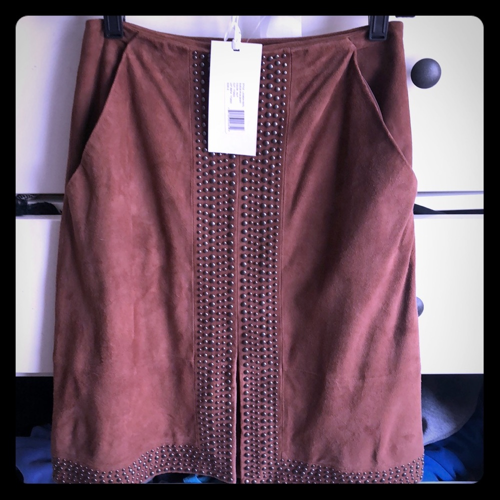 Elizabeth and James suede riva skirt with studs 0